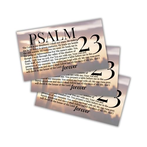 Psalms 23 Bible Verse Wallet Card 30pk 3.5x2” The Lord is My Shepherd Fear Worry Pocket Bulk Encouragement Gift Colorful Cross Minimalist Church Members Hand Outs