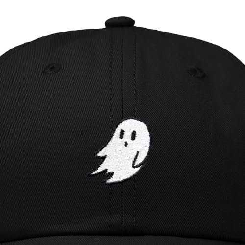 DALIX Ghost Embroidered Mens Womens Cotton Dad Hat Baseball Cap Adjustable - color: Black