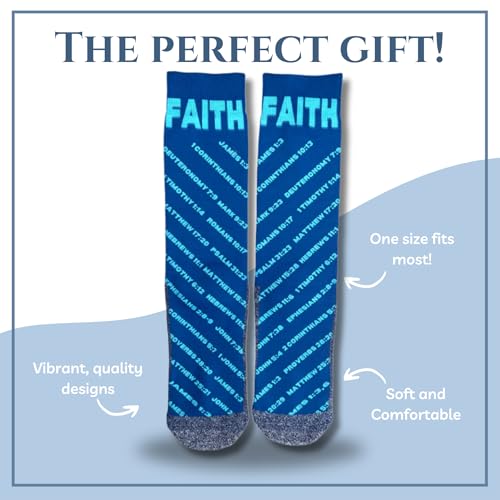 Bible Verse Socks for Men, Christian Scripture Crew Socks, Faith Gift - color: Faith Verses