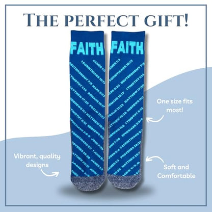 Bible Verse Socks for Men, Christian Scripture Crew Socks, Faith Gift - color: Faith Verses