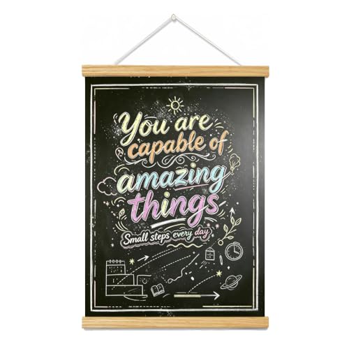 BAEMEFLE Inspirational Motivational Posters For Classroom Decorations Elementary Middle School Elementary Decor Positive Affirmations For Office, Or Home Wall Prints，Black, amazing：BLACK - color: Amazing, size: 16"L x 12"W