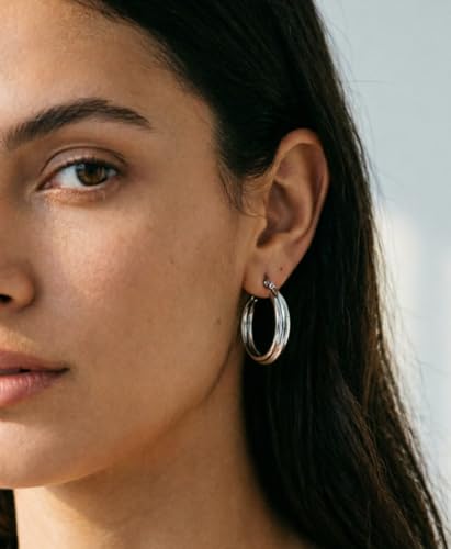 Criss Cross Hoop Earring for Women,24mm Wide Intertwined Round Hoops Jewelry - color: Silver