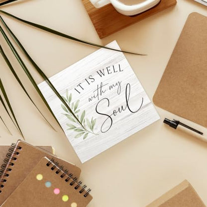Christian It Is Well With My Soul Wood Box Sign Desk Decor 5X5 - color: My Soul