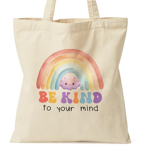 Motivation Canvas Tote Bag for Women Shopping Work Travel with Inner Pocket - color: Beige 03