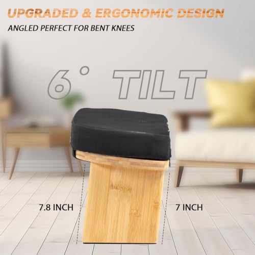 Large Bamboo Meditation Bench, Foldable Prayer Stool(Black & Bag) - color: Black & Bag