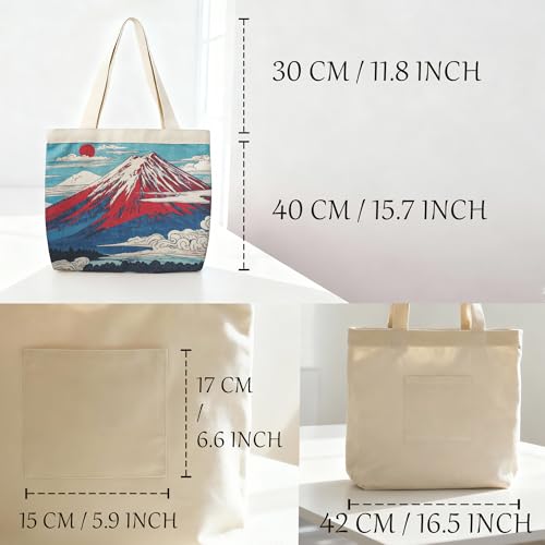 Large Tote Shopping Bag Cotton Canvas-Reusable grocery Bag with Zipper Aesthetic Reusable Shoulder Bag - style: Style-c