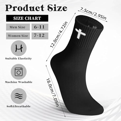 Christian Cross Socks for Men Women Jesus Prayer Sock, 6/9 Pairs - color: White+black