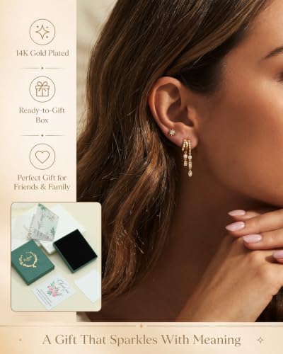 Dangle Earrings for Women Trendy Triple Huggie Hoop Stud Earring - color: D. CZ