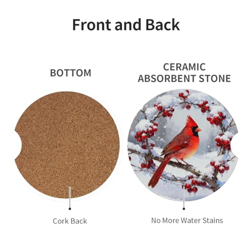 Cardinals 2 Pack Car Cup Holder Coasters Ceramic Drink Coasters - color: Yellow