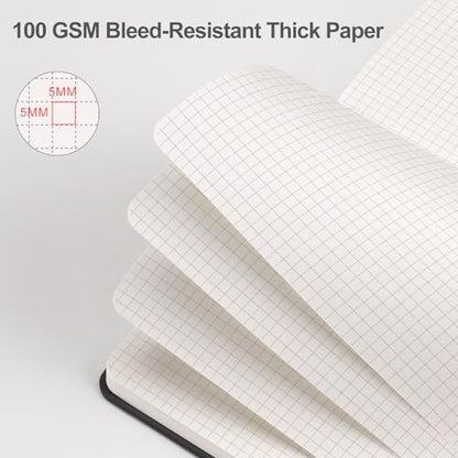 EMSHOI Graph Grid Journal Notebook, 192 Pages, A5 Size (5.7'' x 8.3'') - color: Black, style: Grid