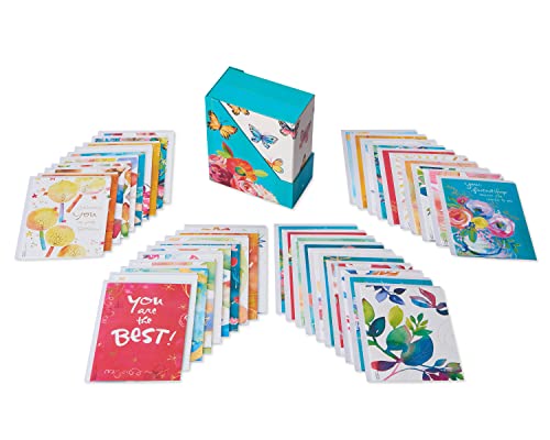 American Greetings 41-Count Card Pack designed by Kathy Davis Studios, All-Occasion Watercolor Florals & Gold Foil Accents
