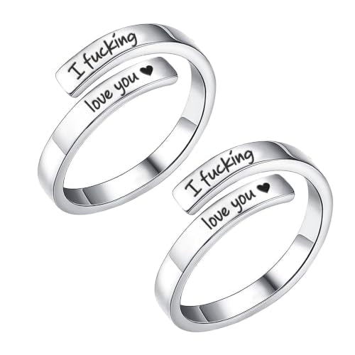 Faith Over Fear Cross Inspirational Rings for Women Daughter, Christian Blessed Hope Love Encouragement Rings Adjustable Open Tiny Purity Wrap Thumb Cross Ring Jewelry Graduation Cocktail Party - color: Fcking Love(Silver&Silver)