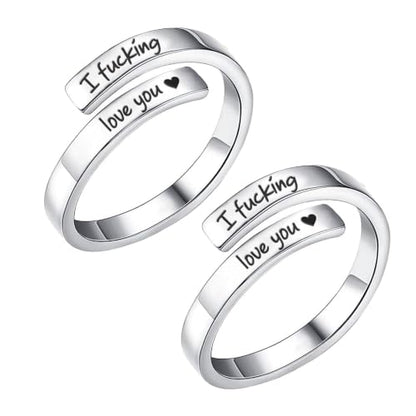 Faith Over Fear Cross Inspirational Rings for Women Daughter, Christian Blessed Hope Love Encouragement Rings Adjustable Open Tiny Purity Wrap Thumb Cross Ring Jewelry Graduation Cocktail Party - color: Fcking Love(Silver&Silver)