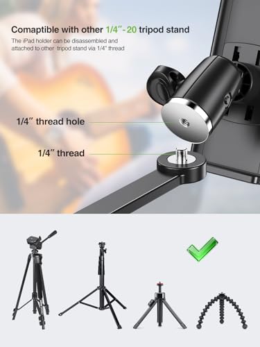 elitehood 8.5in Long Arm iPad Mic Stand Holder for Microphone Music Stand - size: 8.5in Arm