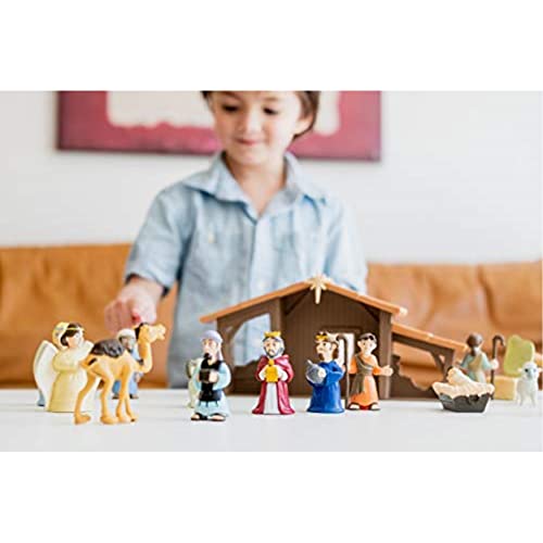 BibleToys Nativity Set - Christmas Story Manger Scene, 18 Pieces With Birth of Baby Jesus Mini-Storybook (in English & Spanish), Little Animals & Figures Indoor Playset, Children Ages 3 And Up