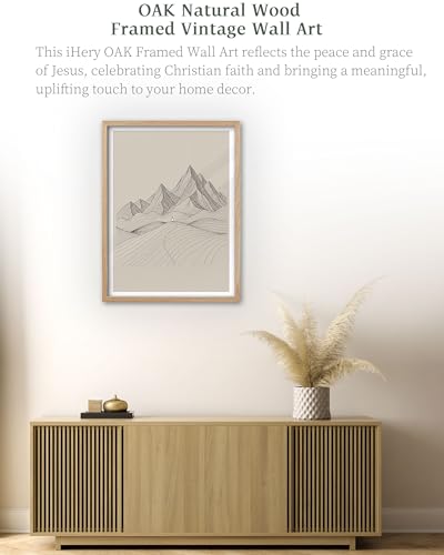 iHery 12x16in Jesus in the Wilderness Framed Christian Wall Art - color: Beige Framed Wilderness, size: 16"L x 12"W