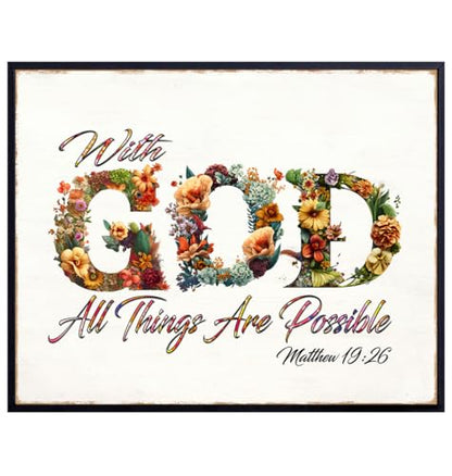 Bible Verse Quotes Wall Decor - Rustic Farmhouse Decor God Wall Art - Shabby Chic Christian Gifts for Women, Woman, Teen Girls - Motivational Scripture Decoration - Religious Sayings