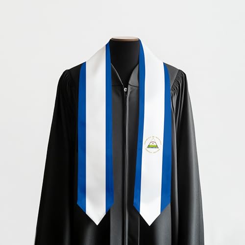 Graduation Satin Sash Scarf 72" Stole - color: Nicaragua Flag