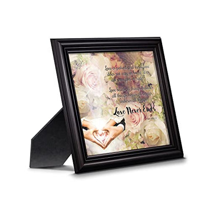 Crossroads Home Décor Love Never Ends, Christian Marriage Gift, True Love Picture Frame, 8660B