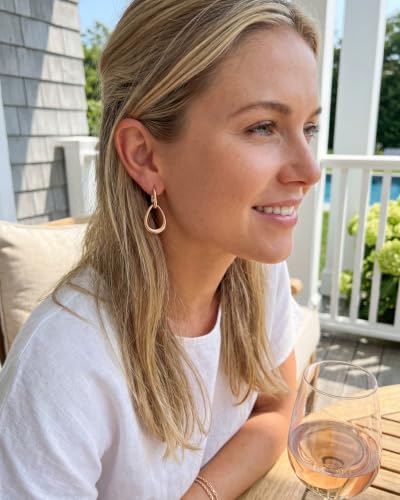 MUMREUES 14K Gold Earrings for Women Trendy Double Hoop Dangle Earrings - color: Sage & Rose Gold