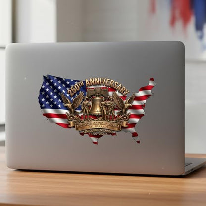 Liberty Bell and American Flag Patriotic Car Decal - color: Sticker Map 250 Usa