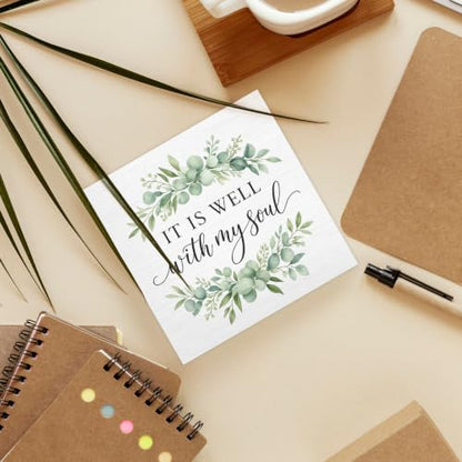 Christian Religious Bible Verse Wood Box Sign Desk Decor 5X5 - color: Soul Greenery