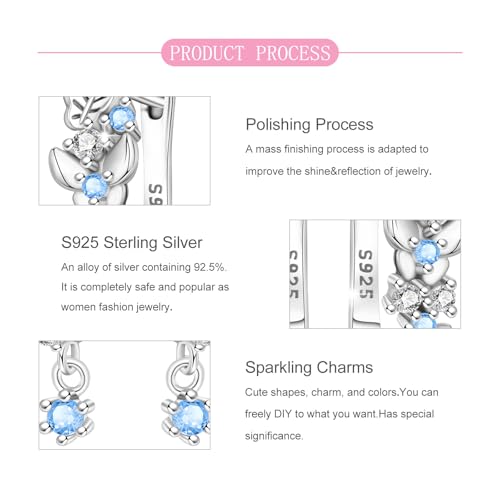 925 Sterling Silver Cute Animal Unique Huggie Hoop Earrings for Women - color: Butterfly Flower