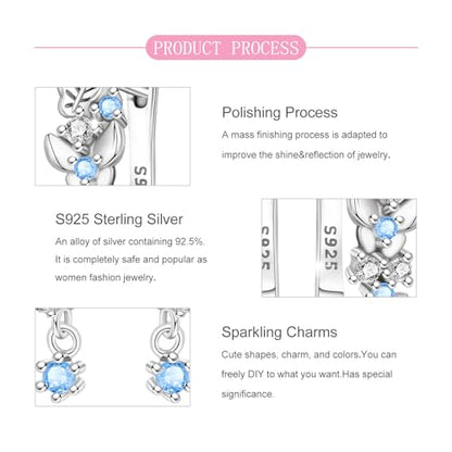 925 Sterling Silver Cute Animal Unique Huggie Hoop Earrings for Women - color: Butterfly Flower
