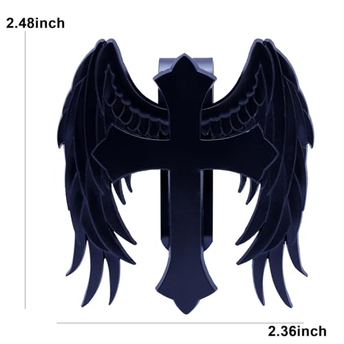 Guardian Angel Visor Clip - Guardian Angel Visor Clips for Cars,Stainless Steel Wings Cross Sunshade Clip Driver Gift - style: Cross Wings - Black