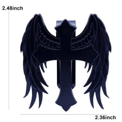 Guardian Angel Visor Clip - Guardian Angel Visor Clips for Cars,Stainless Steel Wings Cross Sunshade Clip Driver Gift - style: Cross Wings - Black