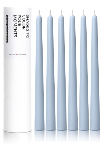 10" Classic Taper Candles, Dusty Blue, 6-Pack, 7-8 Hours Long Burning, Unscented Tall Candlesticks - color: Dusty Blue, size: 6PK