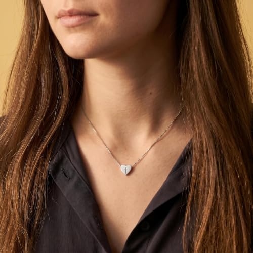 Sterling Silver Heart Cross Necklace for Women,Faith Jewelry Gifts - color: silver