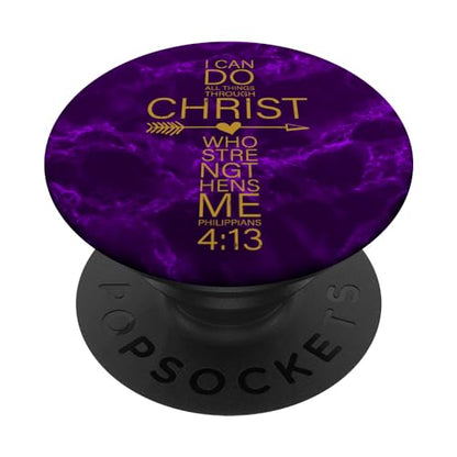 Philippians 4:13 Cross Christian Gifts Women Heart Purple PopSockets Adhesive PopGrip - style: Adhesive PopGrip