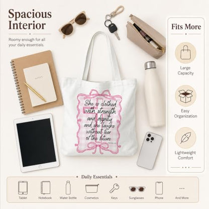 Christian Canvas Tote Bag, Bible Verse Reusable Shopping Bag - color: Bible-2