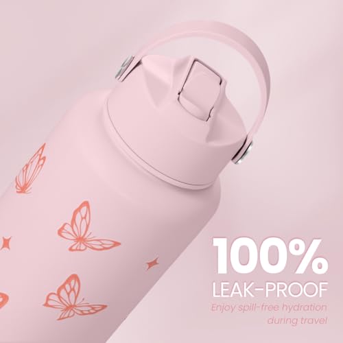 Butterfly Water Bottle Insulated Vacuum Stainless Steel 32oz with Lid, Gifts for Women Girls Teens Birthday Christmas - color: Butterfly