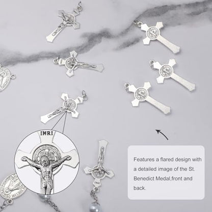 10 Pcs St Benedict Medals Cross Charms and Virgin Mary Rosary Centerpieces for Rosary Making Supplies,Medalla De La Virgen Milagrosa Catolica with Saint Benedict for Necklaces Pendant Rosary Kit - color: 10 Pcs St Cross