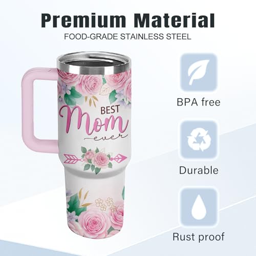 Christian Gifts for Women 40oz Tumbler - Insulated Travel Mug with Handle (Best Mom 2, 40 Ounces) - color: Best Mom 2