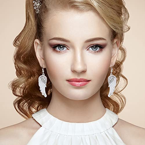 Bonuci 3 Pairs Angel Wing Earrings for Women Fairy Feather Guardian Angel Dangle Drop Hook Earrings Jewelry for Women Her