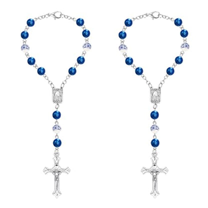 ZIMISI 2PCS Car Rosary for Rearview Mirror (Ceramic) - color: Ceramic Blue