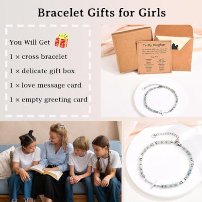 Religious Cross Bracelet for Women Girls, Christian Gifts - color: Daughter