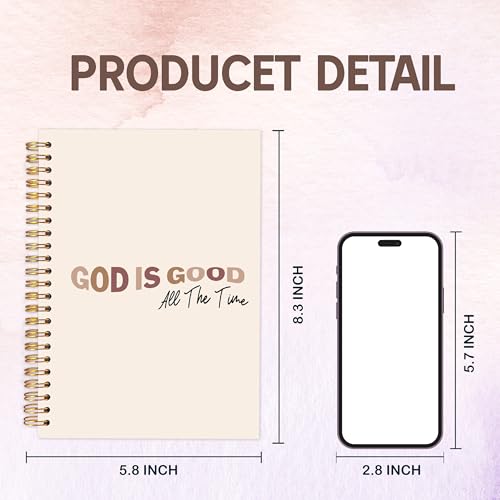 KAOWT Boho Christian Notebook Journal, God Is Good All the Time Bible Notebooks for Note Taking, Prayer Scripture Journal, Christian Gifts for Women, Hardcover Spiral Notebook 5.5x8.3in - color: notbook bible-god is good
