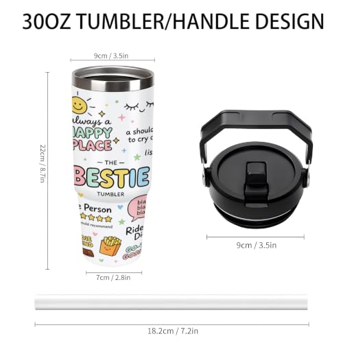30 oz Friends Travel Mug with Handle and Straw, Cute Bestie Tumbler Stainless Steel Vacuum Insulated Travel Bottles, Water Bottle, Funny Friendship Gifts for Women - color: friends travel mug