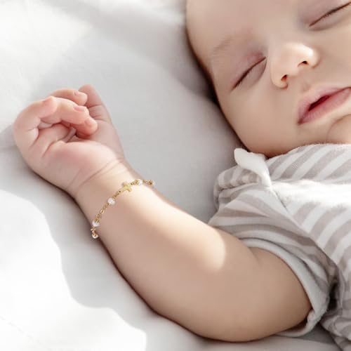 Baby Baptism Bracelet with Cross - Baptism Gifts for Girl