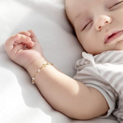 Baby Baptism Bracelet with Cross - Baptism Gifts for Girl