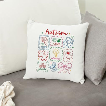 QIYUHOY Autism Awareness Mental Health Throw Pillow Covers, 18x18 Inch - color: 010-motivational