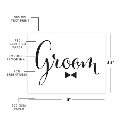 Andaz Press Wedding Party Signs, Formal Black and White, 8.5-inch x 11-inch, Groom, 1-Pack - color: Groom