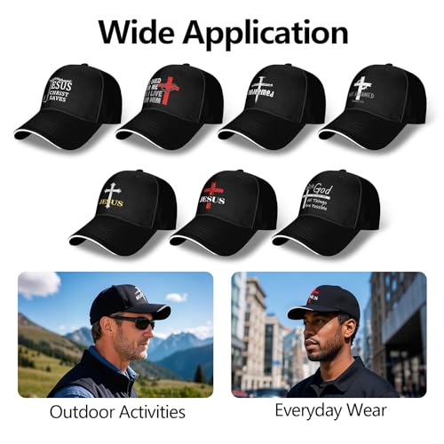 Jesus Hat for Men, Snapback Christian Hats for Women, Outdoor Religious Cap Adjustable Christian Baseball Caps - color: Jesus Christian Faith Cross3