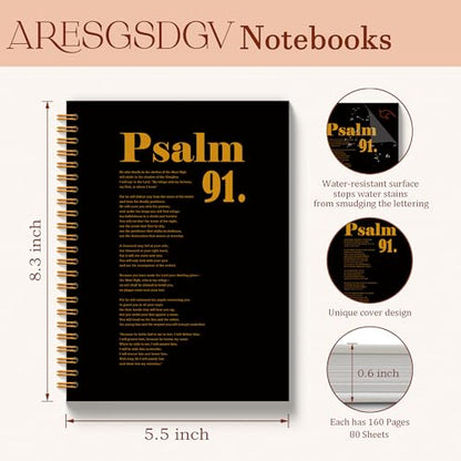 Christian Journal for Women, Psalm 91 Bible Notebooks for Note Taking, Christian Gifts for Women, Inspirational Bible Verse Religious Spiral Notebook 5.5x8.3 Inch - color: PSALM 91 02