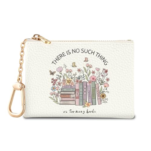 Book Floral Cute Keychain Coin Purse for Women Small Change Pouch - color: Books Floral