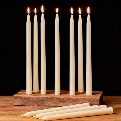 10PCS 12" Ceremonial Ivory Beeswax Taper Candles, Sacred Altar & Wedding - color: White, size: 12“